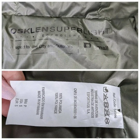 Osklen Men's Size P Small Jacket Coat Hooded Green SuperLightPuffer Oversized - Picture 11 of 13